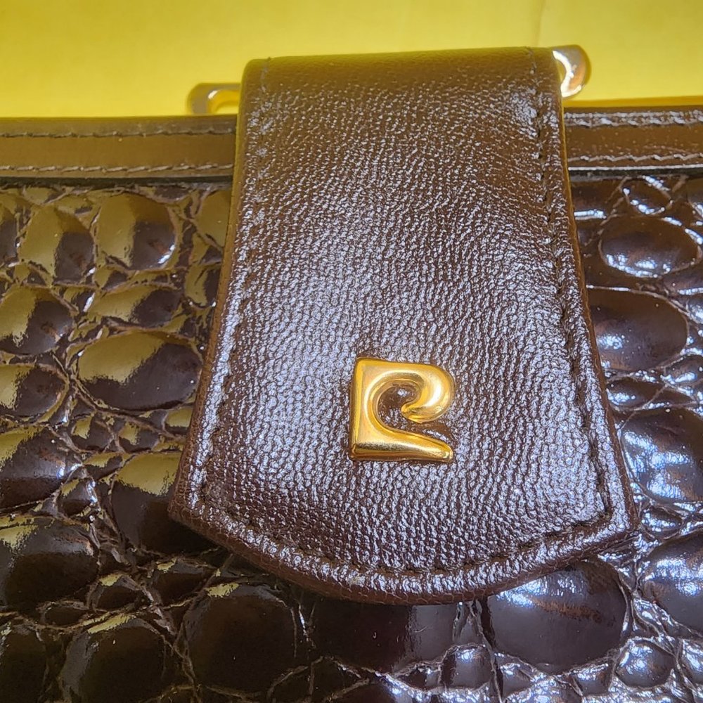 Vintage Brown Pierre Cardin Womens Croc & Calf Skin Wallet - Feminine Classic - Picture 3 of 16